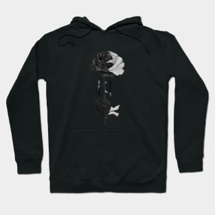 Memento mori Black and white Rose Hoodie